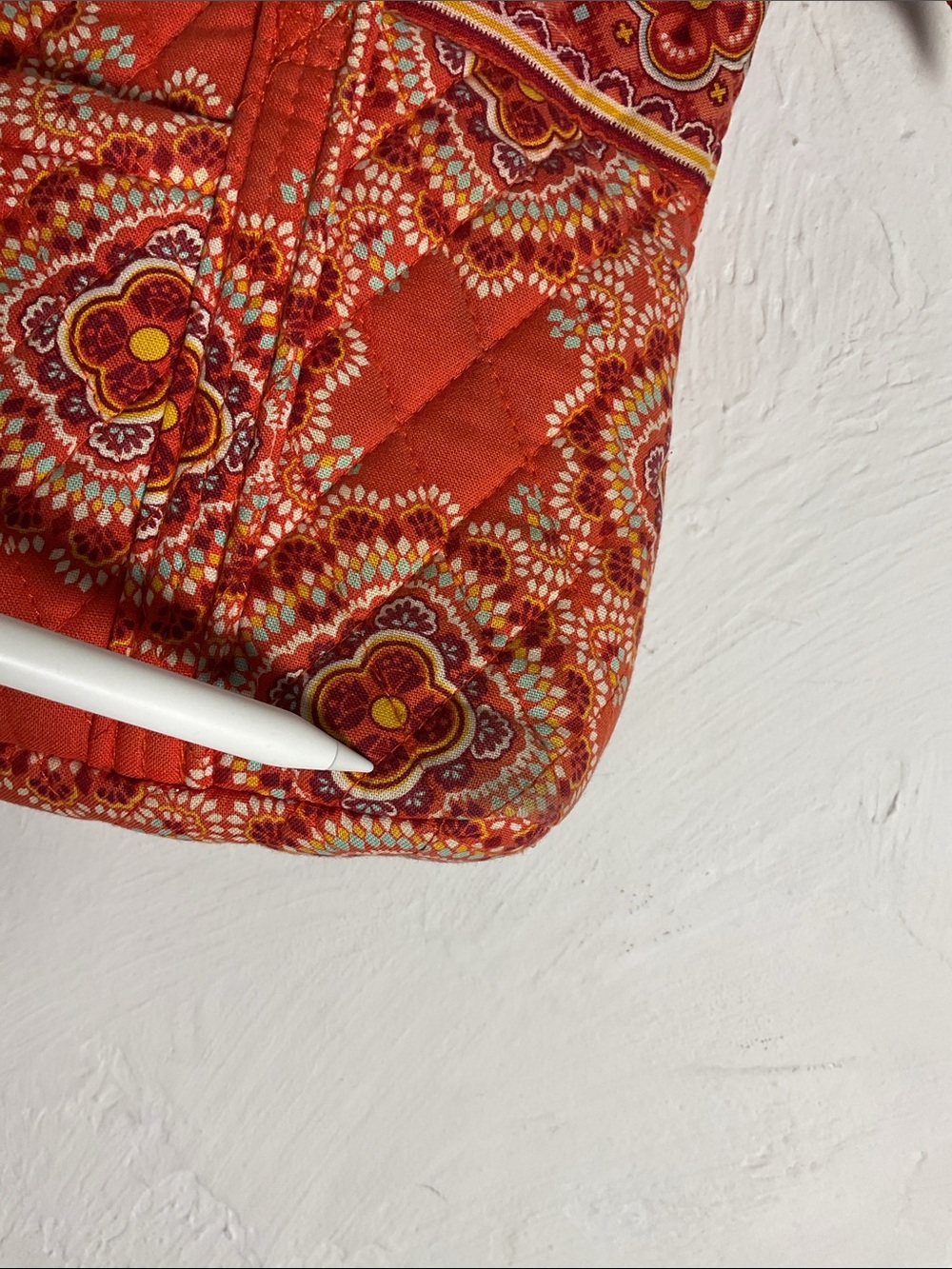 Vera Bradley Small Vera Tote Bag Paprika Quilted Medallion Paisley Orange Red - Picture 9 of 12